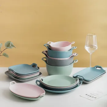 Креативная Меламиновая тарелка с двумя ушками для ресторана, отеля, домашнего хозяйства, Фруктового салата, Миски для мучного Супа, посуда