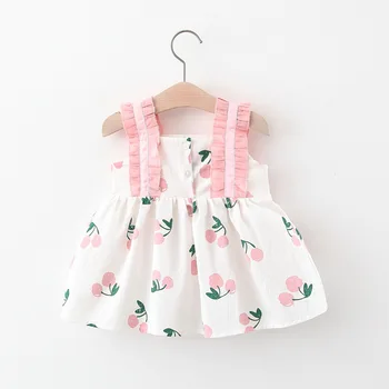 Детское платье для девочек с рисунком вишни, красивое платье принцессы в корейском стиле, детская одежда для детей 0-4 лет, платья для маленьких девочек, юбка