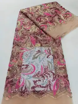 Новейшая Африканская кружевная ткань с пайетками 2023 г. Высококачественный кружевной материал Французские Нигерийские Африканские кружевные ткани для женского праздничного шитья