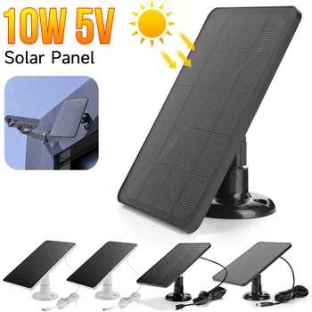 Портативная солнечная панель мощностью 10 Вт и 5 В, Монокристаллический регулируемый кронштейн на 360 градусов, настенное крепление IPX6 для интеллектуальной камеры дверного звонка