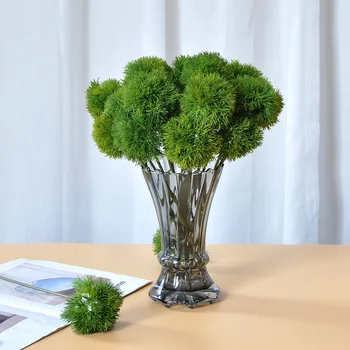 Искусственное зеленое растение Эхеверия 33 см, одноголовый сосновый шарик, мягкий клей для домашнего декора
