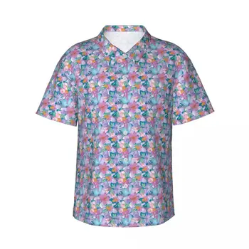 Мужская рубашка с короткими рукавами, футболки с цветочным букетом, футболки-поло, топы