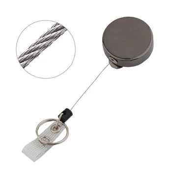 Высококачественная серая металлическая выдвижная катушка для бейджа из цинкового сплава, идентификационный талон, Именная бирка, карточка, ремень для отдачи, кольцо для ключей, зажимы для цепочки