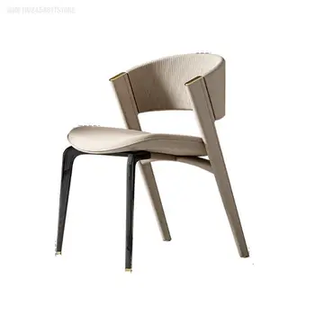 Хит продаж, итальянский легкий обеденный стул из массива дерева класса люкс, современный простой домашний стул со спинкой, стул для кафе в отеле, высококачественная кожа